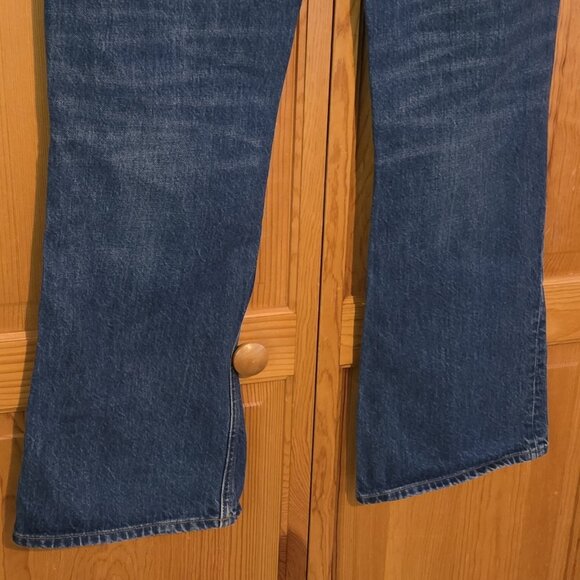 Edwin High Rise Flare Jeans Women's SZ 31 Averi Distressed Dark Wash - Picture 8 of 12